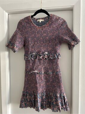 teyana silk mini dress LoveShackFancy Teyana Sash-Waist Cotton-Silk Mini Dress